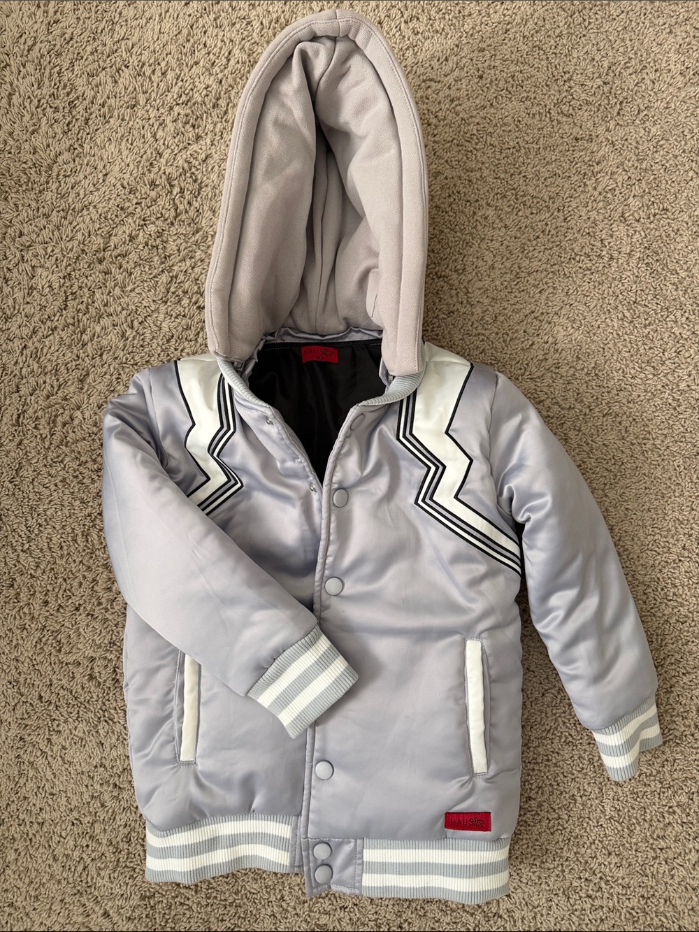 Haus of JR Kids Gray Hooded Puffer Jacket - Classic Winter Coat 7-8T